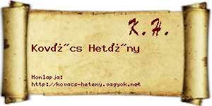 Kovács Hetény névjegykártya
